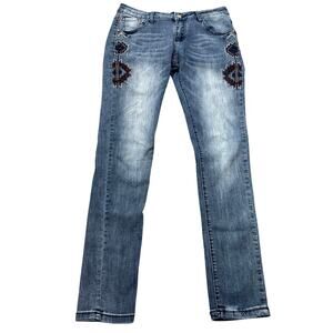 Cougar Denim High-Rise Jeans Vintage-Inspired Y2K Southwestern Embroidery Size 6